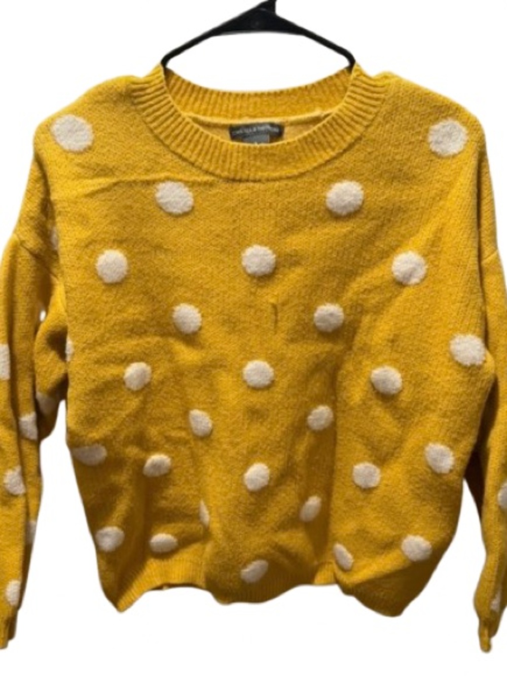 Chelsea & Theodore Yellow Crewneck Sweater with Cream Polka Dots